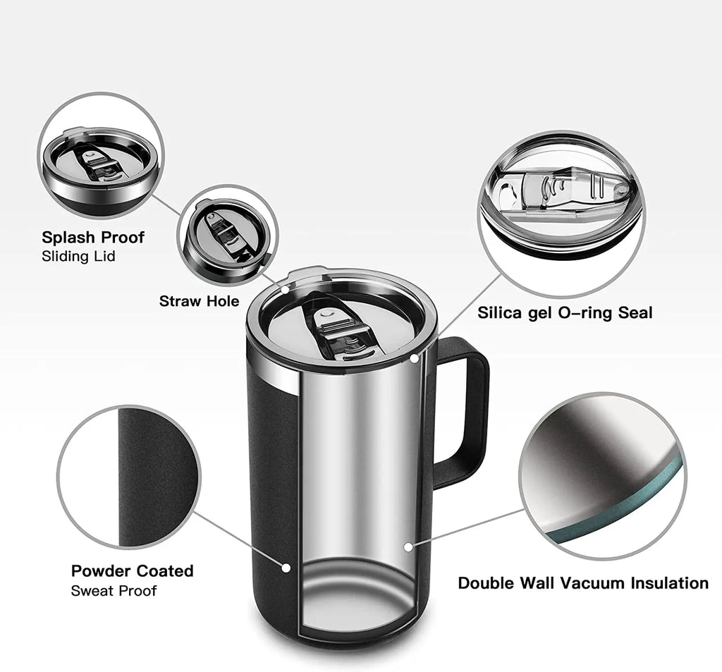 Stainless Steel Insulated Travel Mug – Leak-Proof Thermos Black Insulated Travel Mug Qme