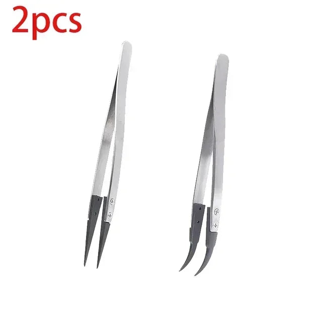 Watch Hand Installation Tweezers – Straight & Elbow ESD-Safe Precision Tweezers Qme ESD-7A-259A