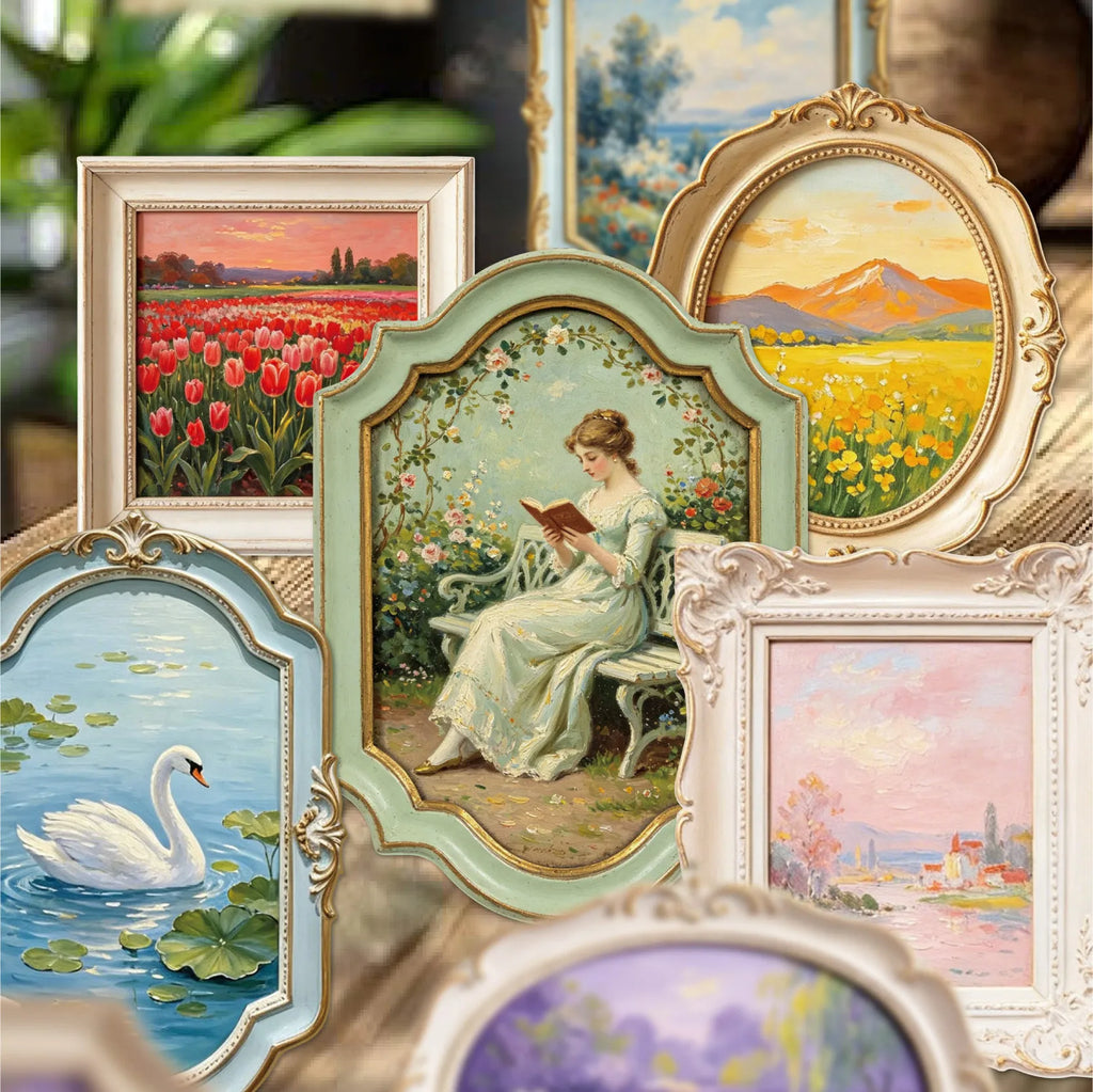 European Vintage Embossed Gold Frame Stickers | Journal & Craft Decorative Craft Stickers Qme