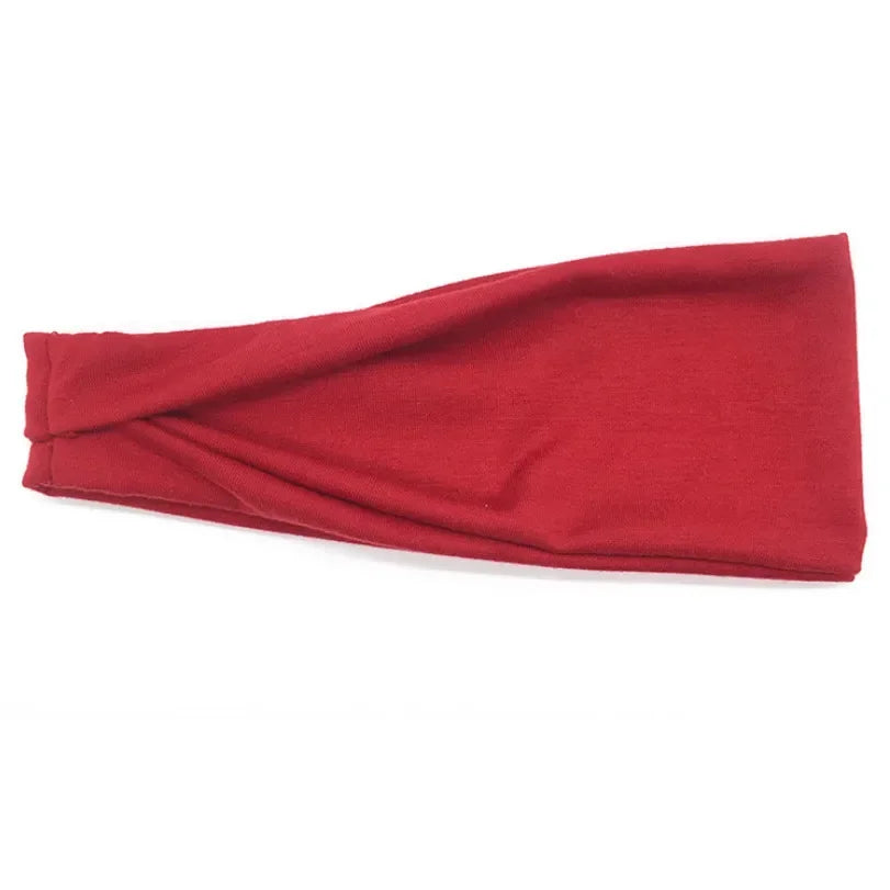 Women's Twisted Knot Cotton Wide Turban Headband – 19 Colors Turban Headband Qme Red 10cm-22cm