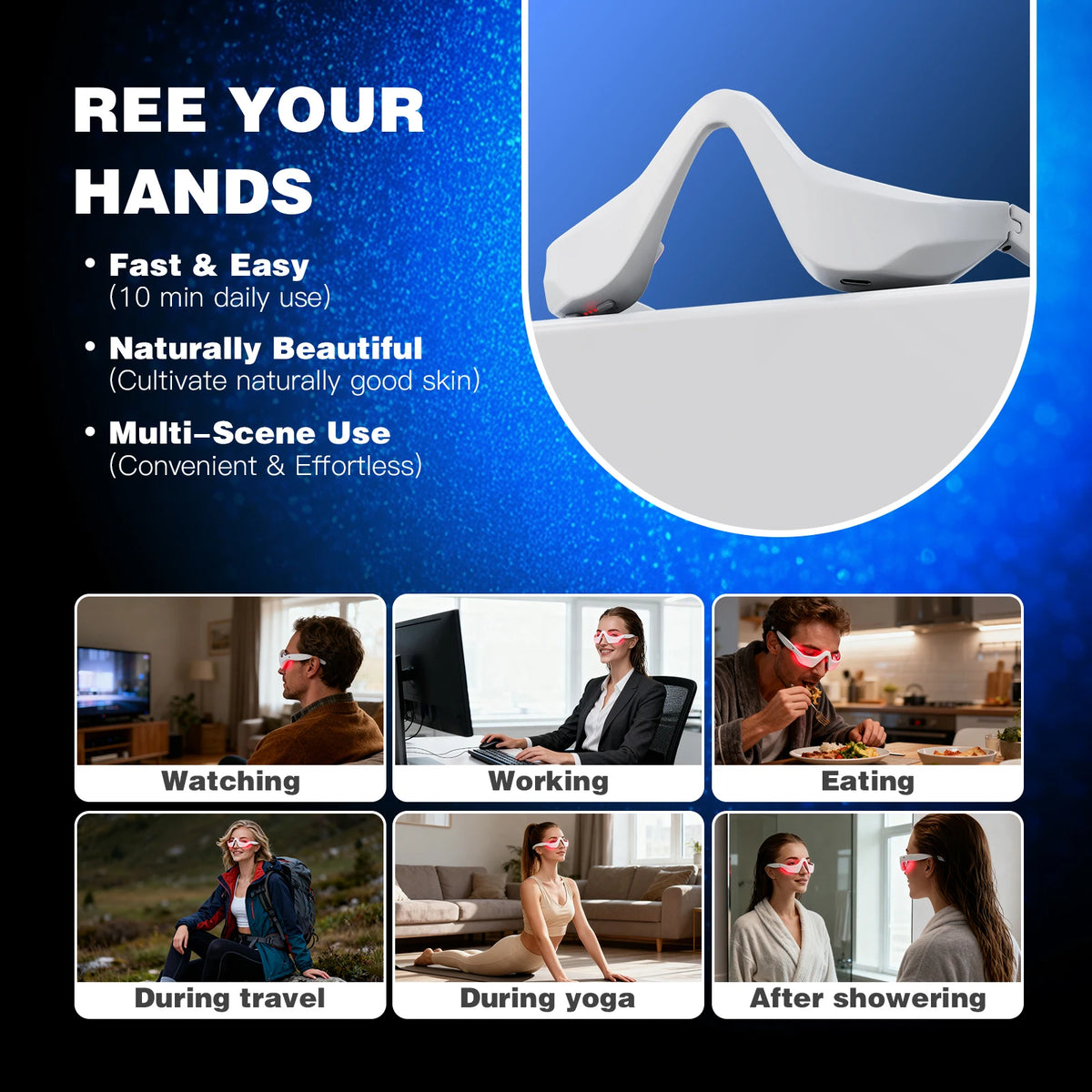 3D Eye Massager – Red Light Therapy & Microcurrent Lifting Eye Beauty Massager Qst