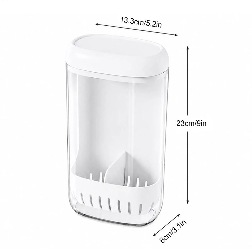 Cilantro Keeper with Drainage – Upright Space-Saving Produce Saver Produce Storage Container Qme