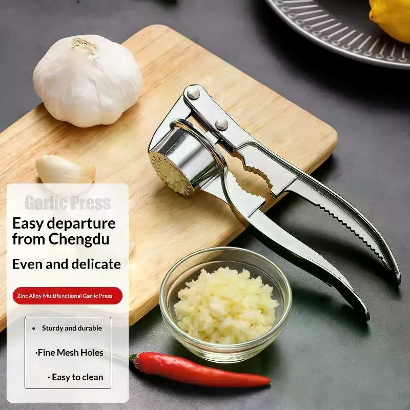 Rust-Proof Garlic Press & Mincer | Ergonomic Alloy Squeezer Garlic Press Qme