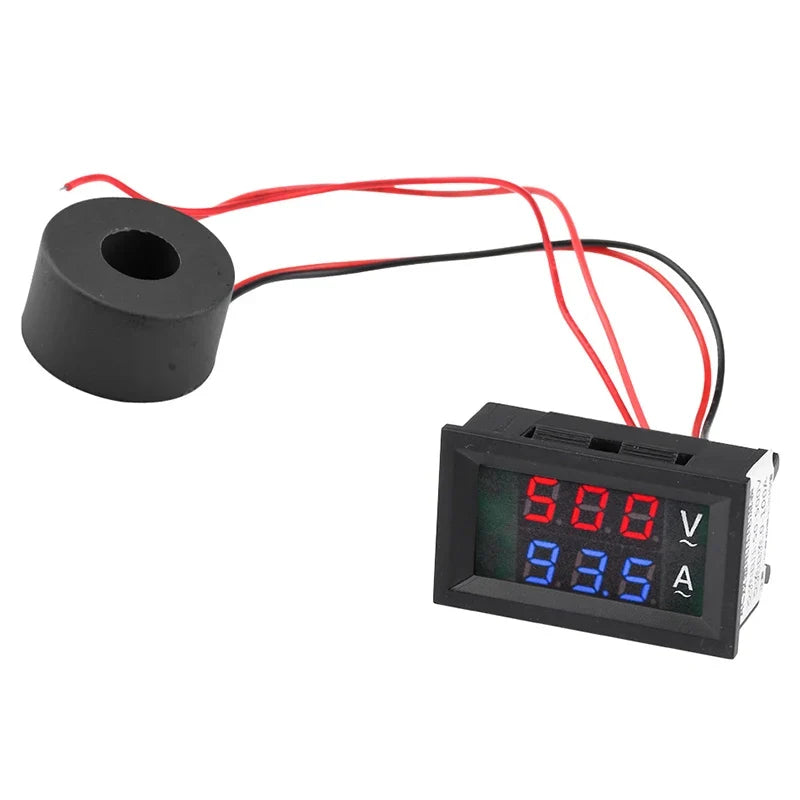 AC 50–500V Digital LCD Voltmeter Ammeter 10A 50A 100A Digital Panel Meter Qme