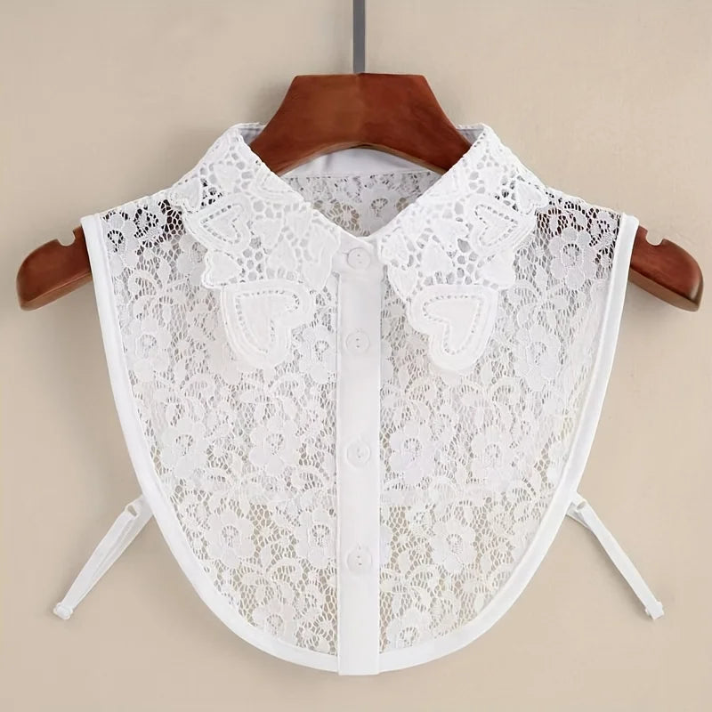 Women's Detachable Lace Fake Collar – Mickey Style Daily Wear Detachable Lace Collar Qme White 1pc