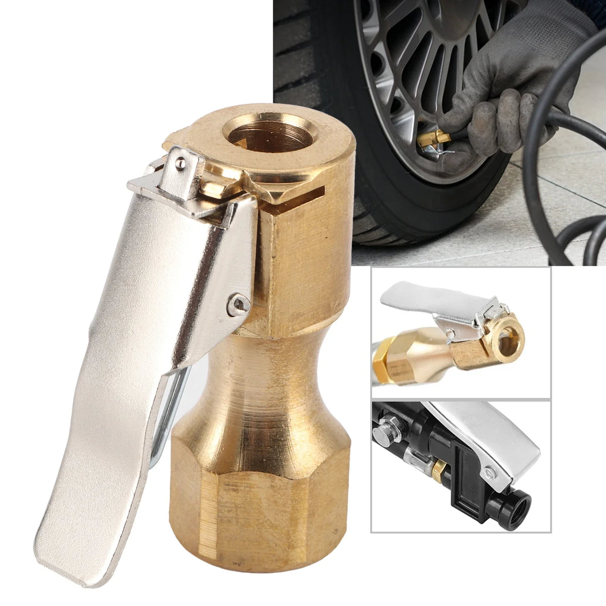 Brass Fast Clip Tire Chuck Inflator Adapter | Air Pump Tire Inflator Chuck Qme