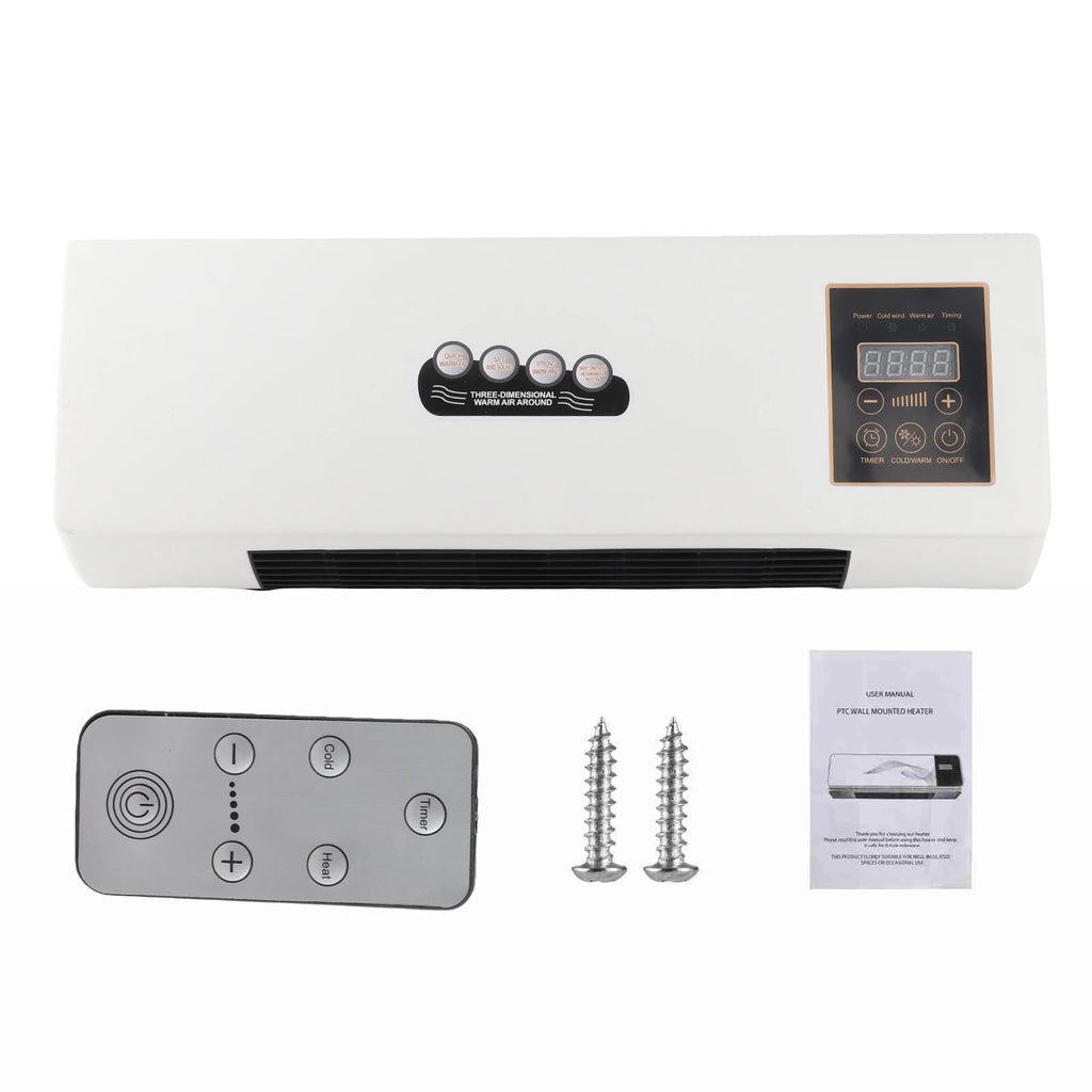 Wall-Mounted 2-in-1 Space Heater & Fan with Timer & Remote Wall-Mounted Space Heater Qst UK