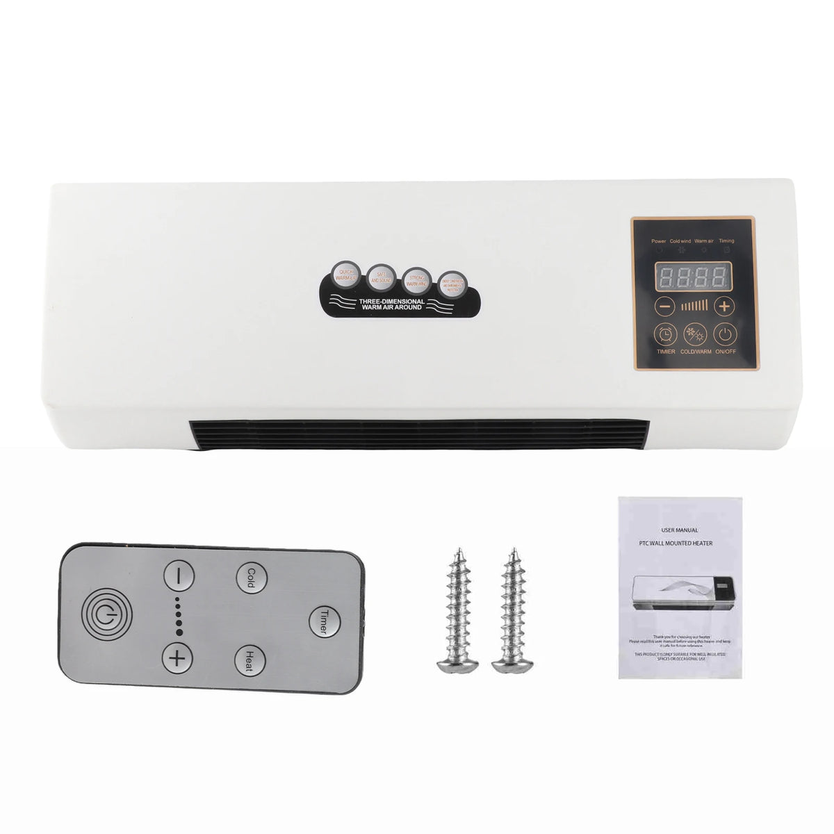 Wall-Mounted 2-in-1 Space Heater & Fan with Timer & Remote Wall-Mounted Space Heater Qst UK