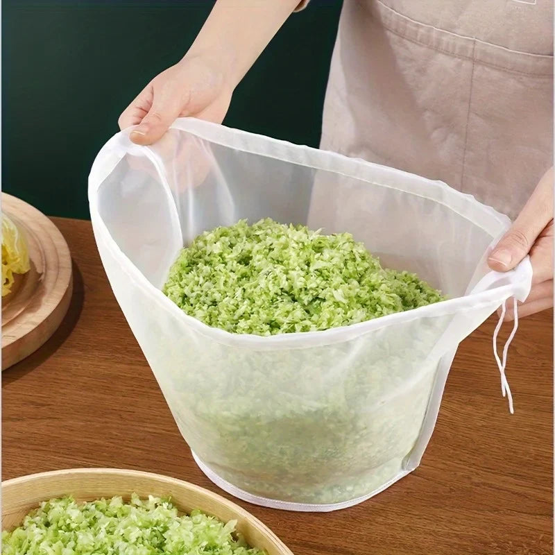 Reusable Vegetable Strainer Bag | Drawstring Squeeze Filter Food Strainer Bag Qme