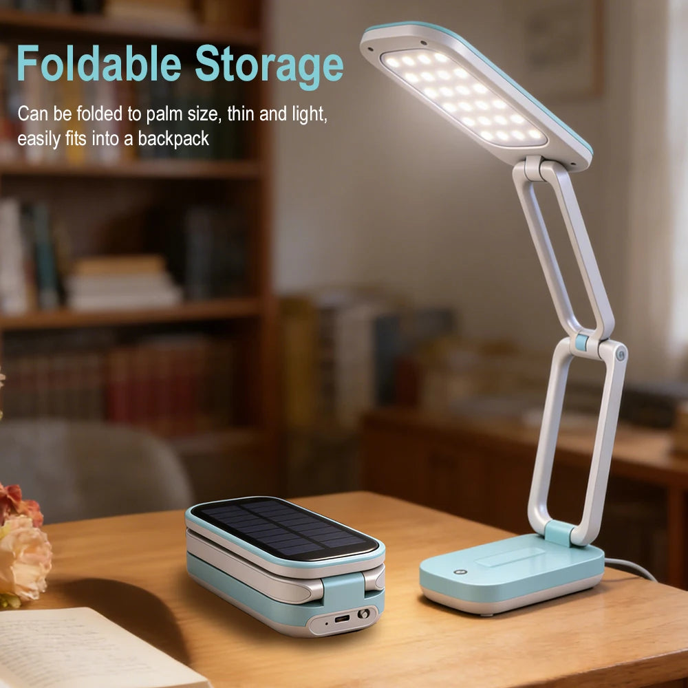 Solar Foldable LED Desk Lamp | USB Charging, 3 Brightness Modes LED Desk Lamp Qst
