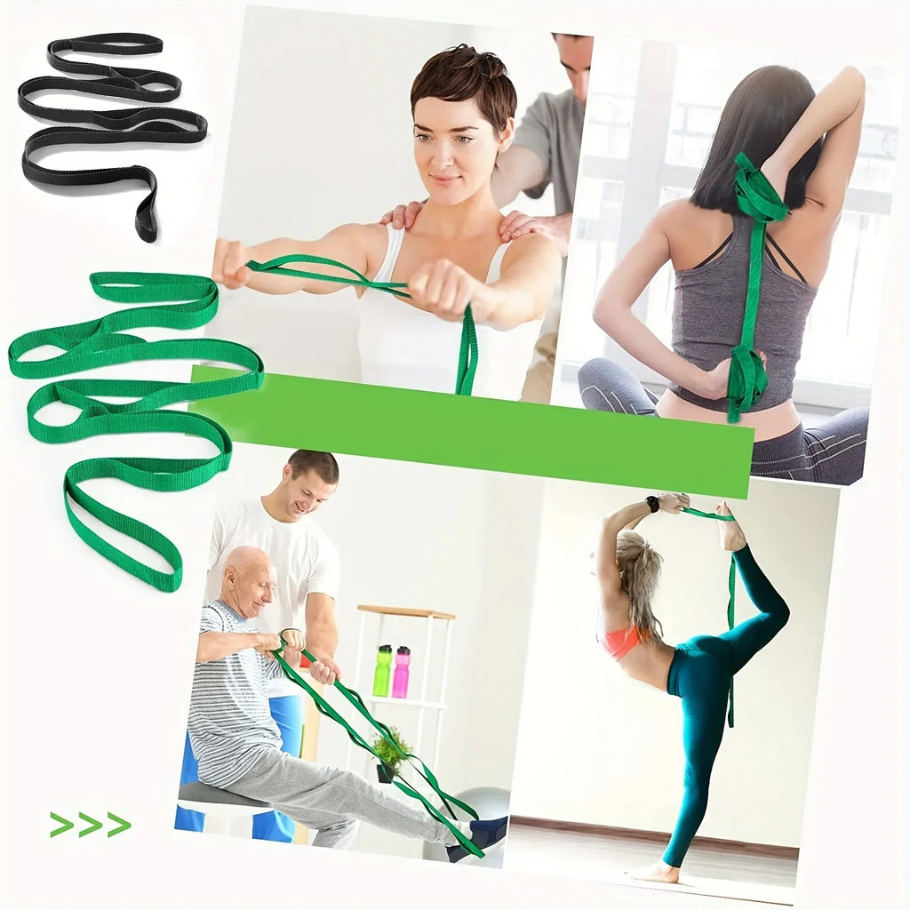 10 Loop Non-Elastic Yoga Stretching Strap with Workout Guide Yoga Stretching Strap Qme