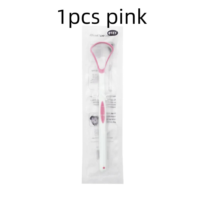 Silicone Tongue Scraper Oral Care Cleaner – 1/5/10 Pack Tongue Scraper Qme 1pcs pink