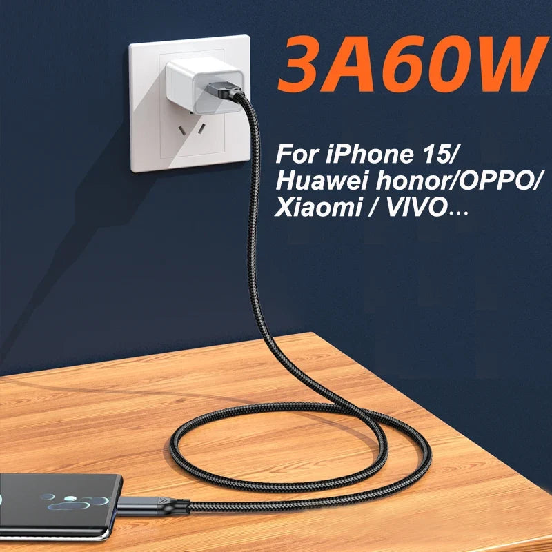 USB-C to USB-A 3.2 Cable 10Gbps 60W Fast Charge | 0.5m–2m USB Data Cable Qme