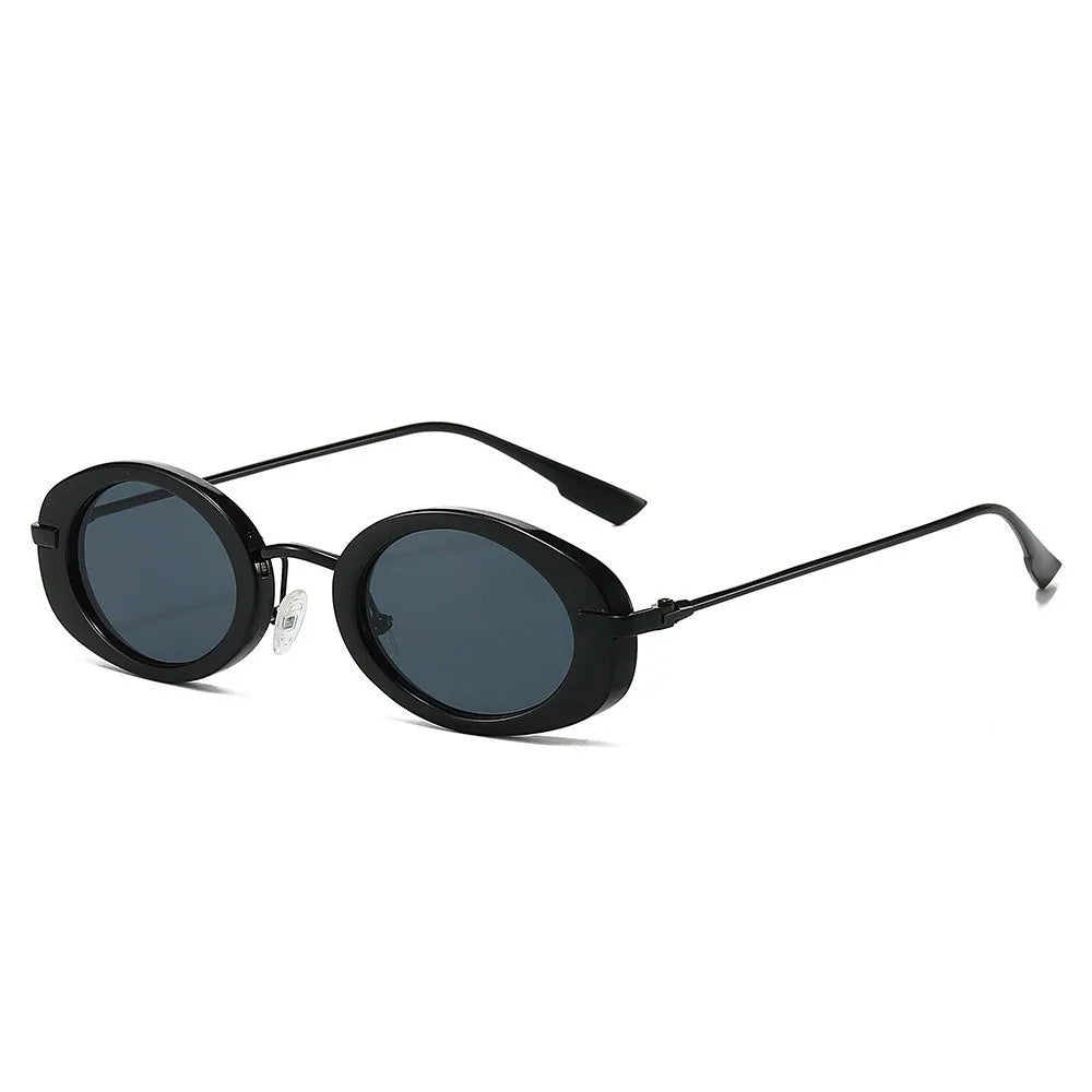 Vintage Retro Oval Sunglasses – Small Frame Classic Fashion Retro Oval Sunglasses Qme Style B