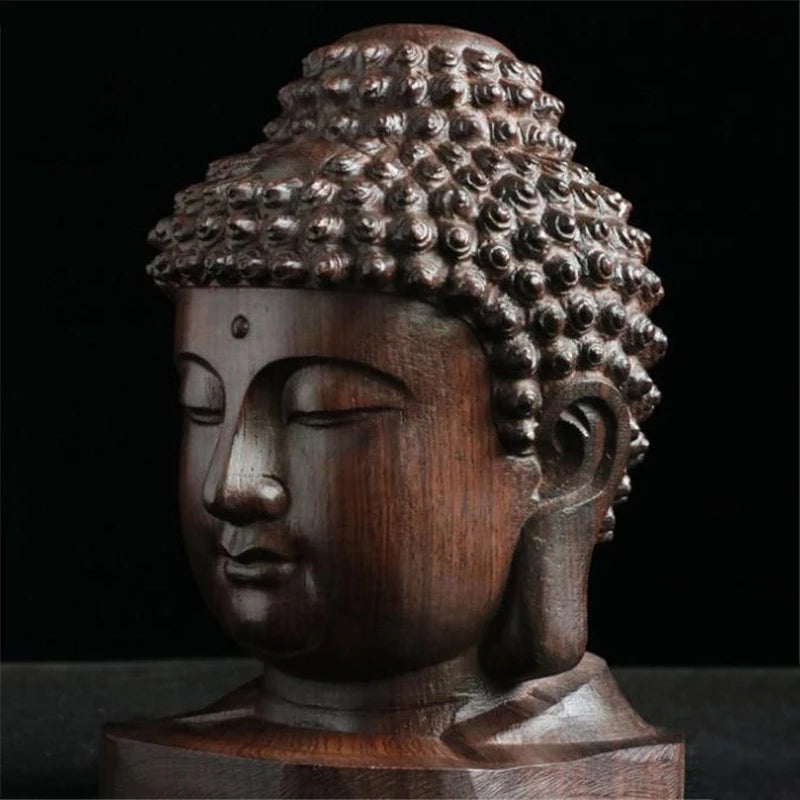 Wooden Buddha Statue – Sakyamuni Figurine Home Décor Ornament Decorative Figurine Qst