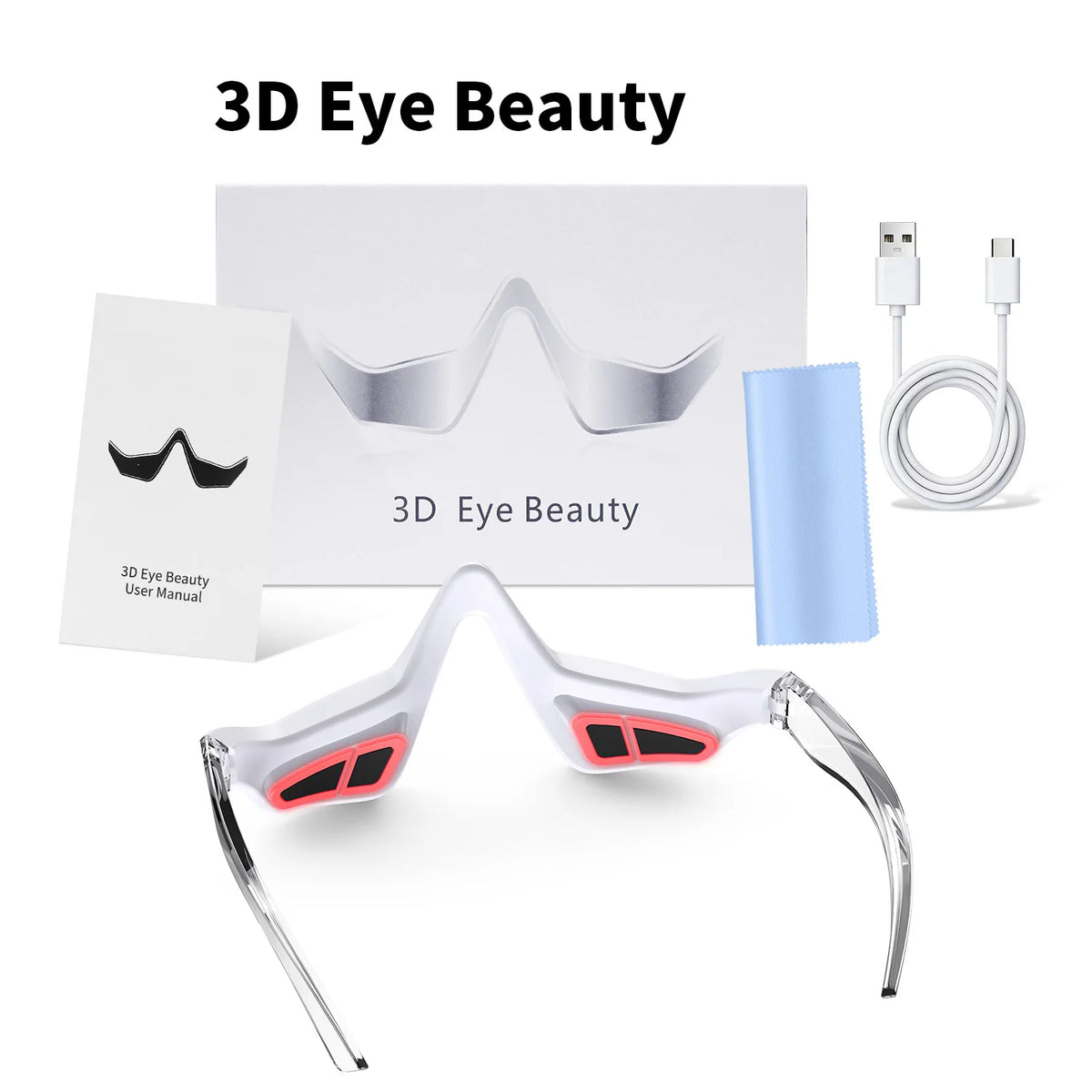 3D EMS Microcurrent Eye Massager – Red LED Beauty Device Eye Beauty Massager Qst Silicone probe