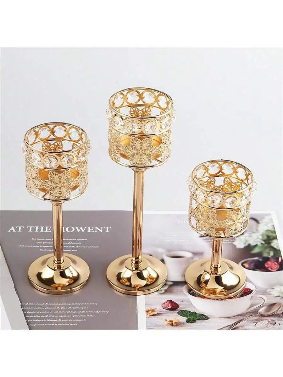 Crystal Candle Holder 3 Sizes – Wedding Table Centerpiece Crystal Candle Holder Qme