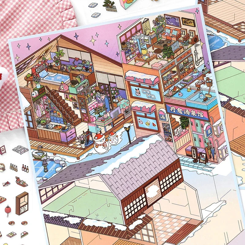 3D Street Scene DIY Greeting Card – Pop-Up Sticker Set DIY Greeting Card Kit Qme