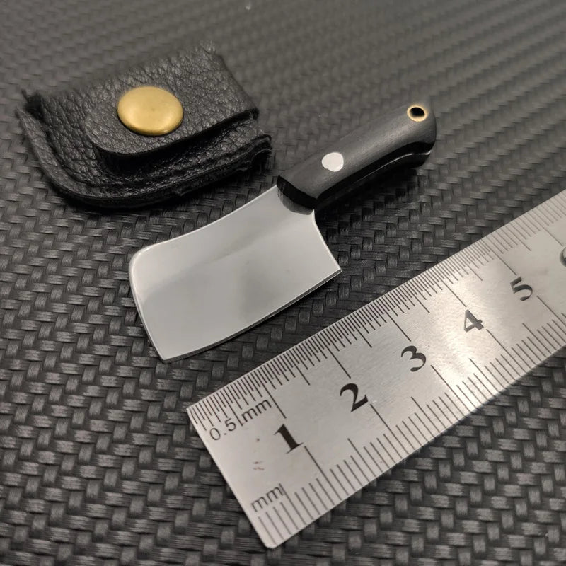 Swayboo Mini Damascus Keychain Knife – Fixed Blade Pendant Fixed Blade Knife Qst Silver Wood Handle