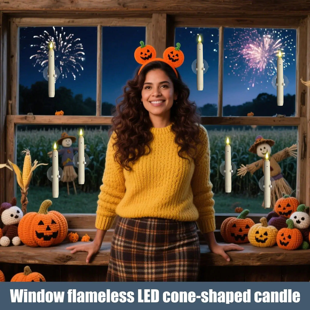 7-Inch Flameless LED Window Candle with Sensor & Suction Cup Flameless Window Candle Qme