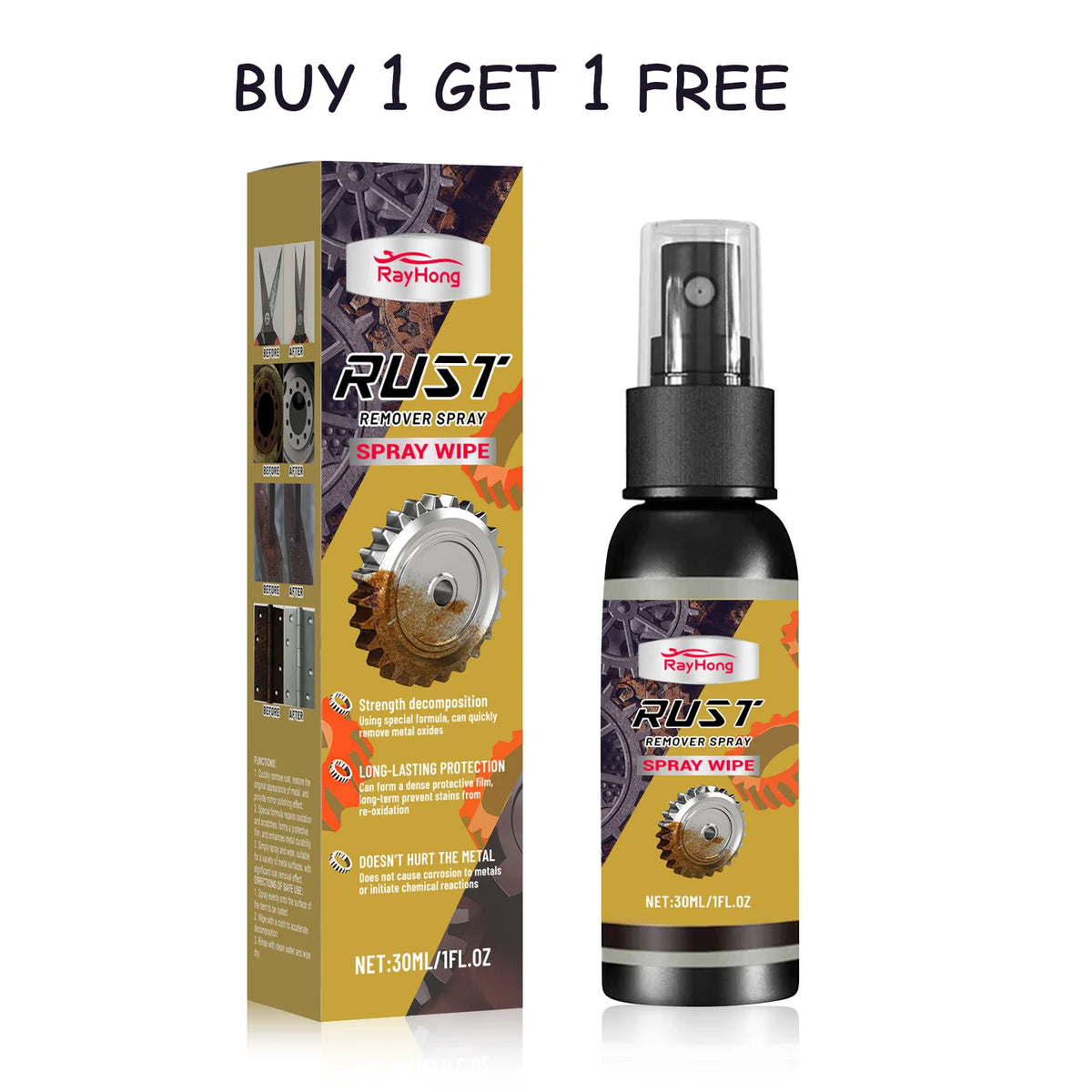 Rayhong 30ml Metal Rust Remover Spray – Car Hub Polish Metal Rust Remover Spray Qst 60ml