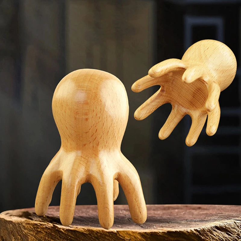 Sandalwood Octopus Scalp Massage Comb | Gua Sha Head Comb Scalp Massage Comb Qst