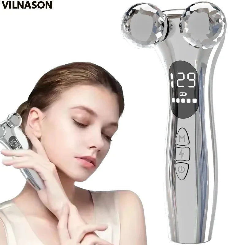 Microcurrent Face Lift Roller Massager | EMS Skin Tightening Facial Massager Device Qst