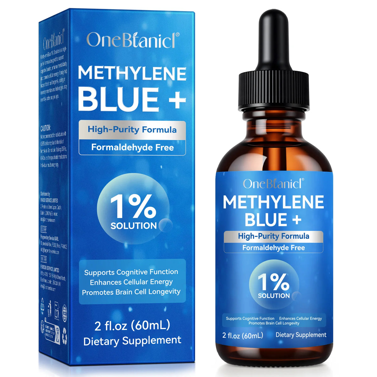 Methylene Blue 1% Drops + Vitamin C | Focus & Clarity 60mL Wellness Supplement Drops Qst 1botlle 60ml