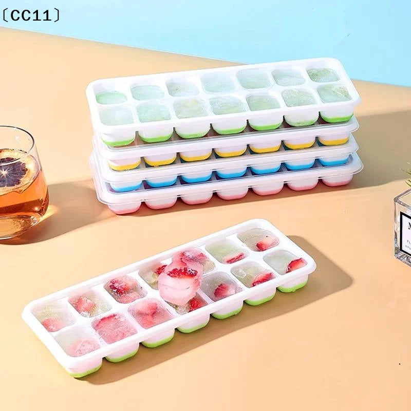 Silicone 14-Cube Ice Tray Mold with Lid – Easy Release Silicone Ice Cube Tray Qme
