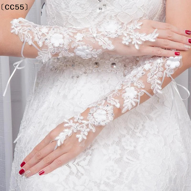 Lace Wedding Gloves Short & Long – Elegant Bridal Floral Bridal Lace Gloves Qst