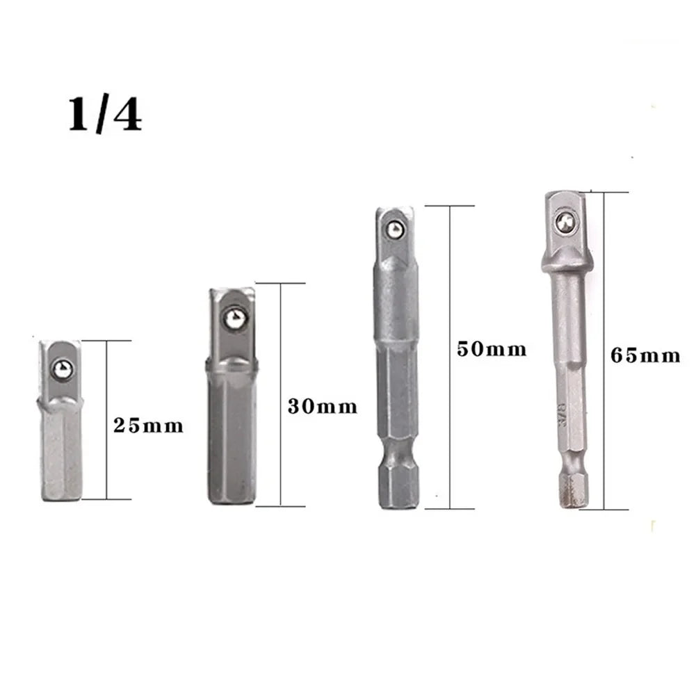 Socket Adapter Power Drill Square Head Screwdriver Bit Shank Drill Bit Adapter Qme 4pcs(all sizes)
