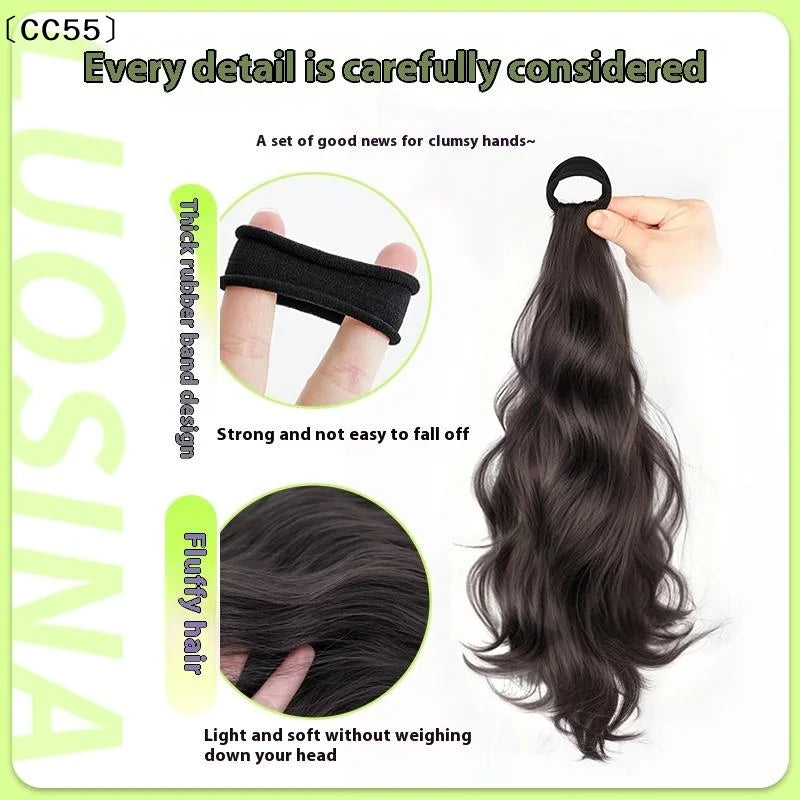 Natural Wave Fake Ponytail Extension – Elastic Band Low Tie Ponytail Hair Extension Qst