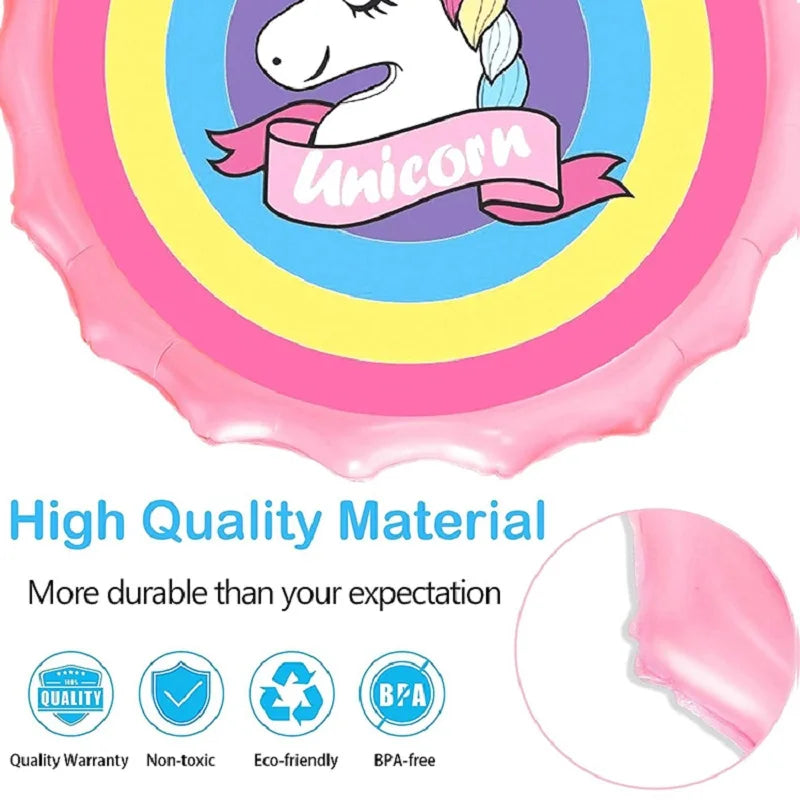 Kids Outdoor Sprinkler Play Mat – Unicorn & Shark Design Kids Sprinkler Mat Qme