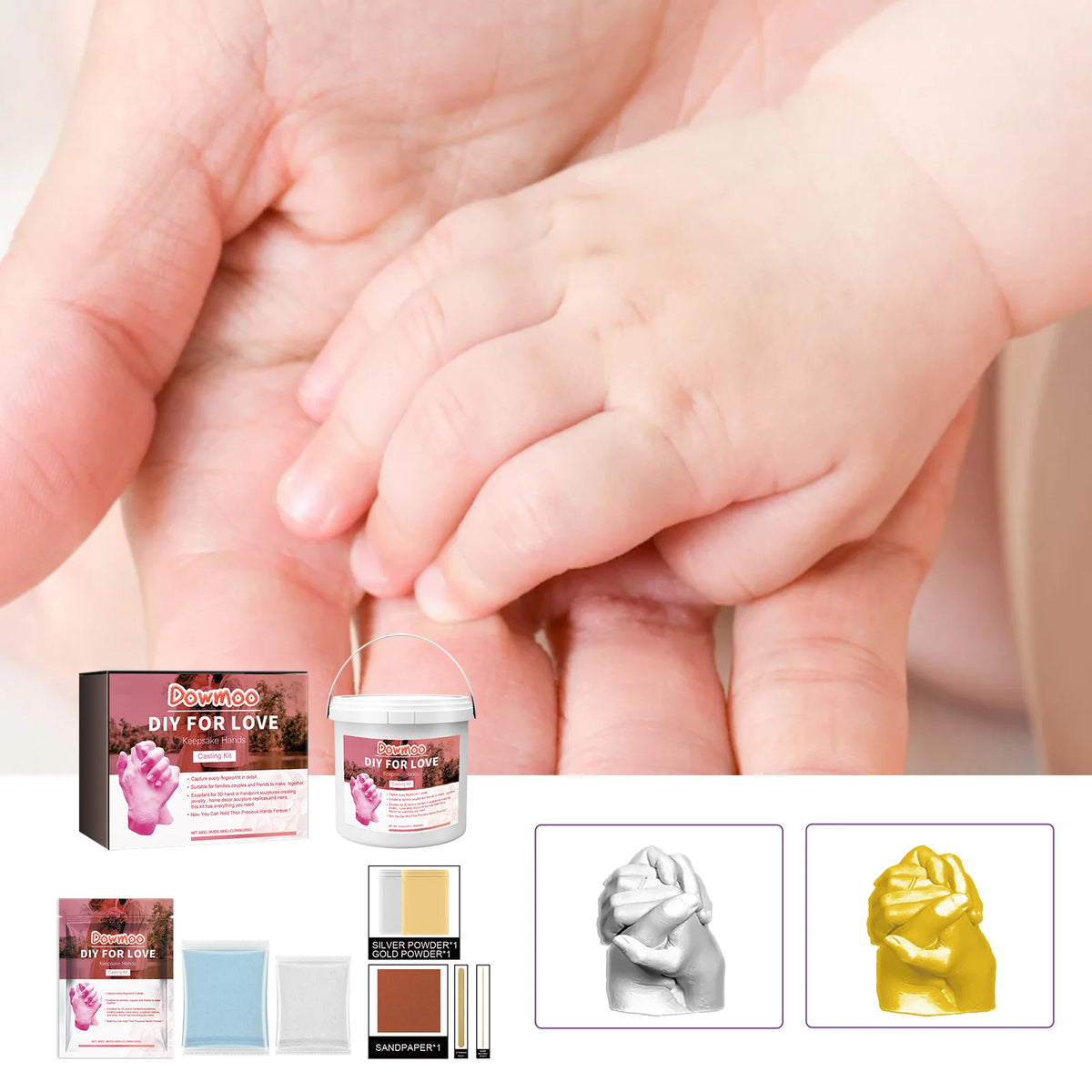 DIY Couple Hand & Foot Cast Kit – Gypsum Mold Keepsake Set DIY Casting Kit Qst