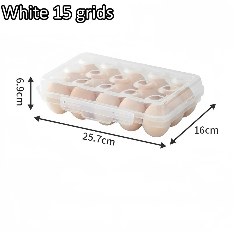 Portable Egg Storage Box with Lid – 6, 15 or 24 Grid Egg Storage Box Qme White 15 grids
