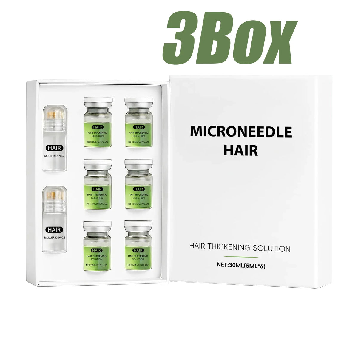 Hair Growth Serum & Microneedle Roller – Ginseng Follicle Care Hair Serum Roller Set Qme 3 Boxed