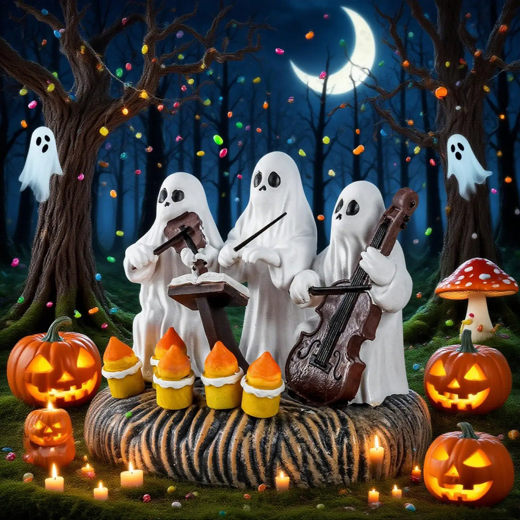 Halloween Ghost Statue Figurine – Spooky Resin Desk Decor Halloween Figurine Qme