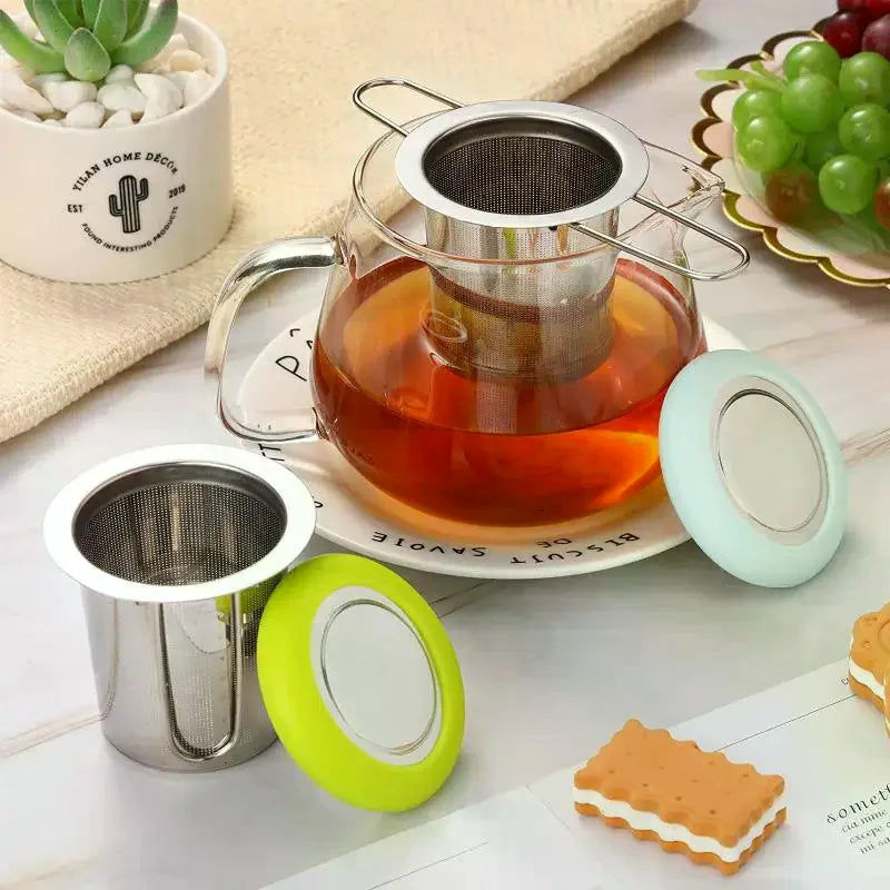 Stainless Steel Mesh Tea Infuser with Lid – Reusable Loose Leaf Tea Infuser Qme