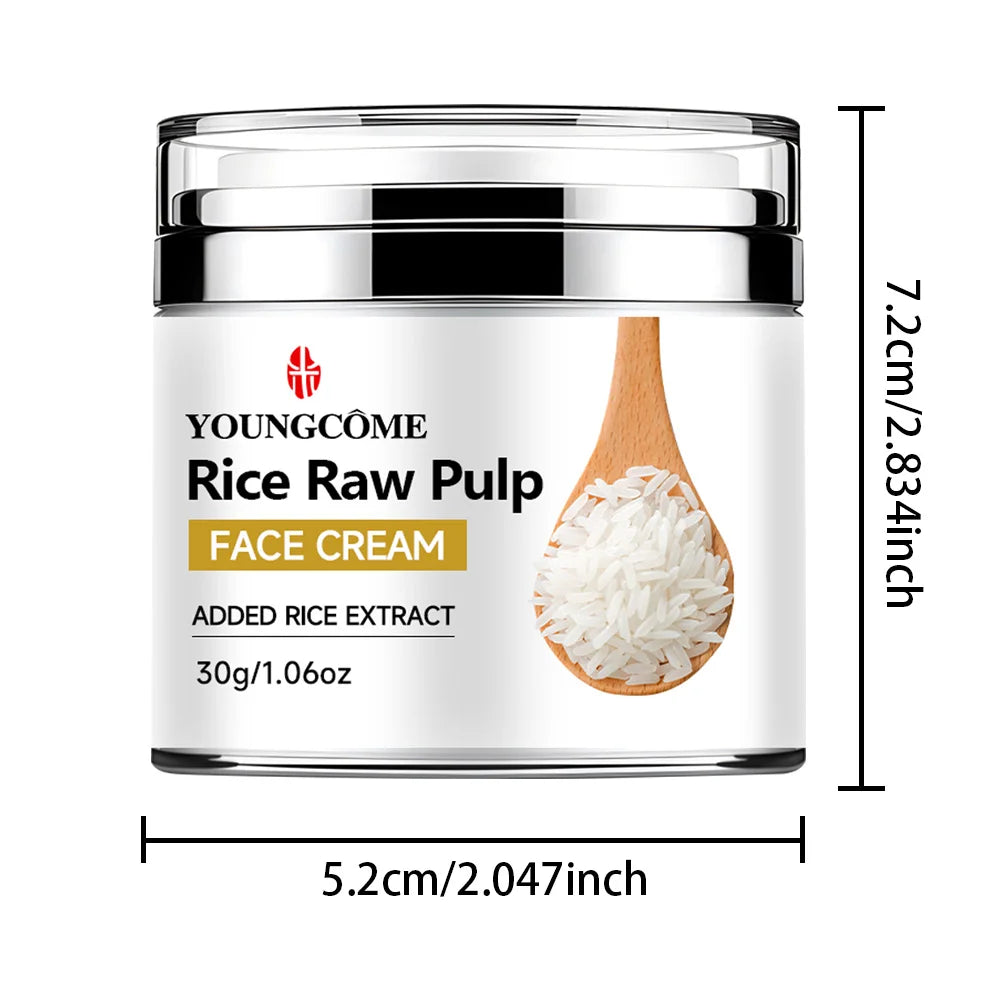YOUNGCOME Rice Pulp Hydrating Moisturizer Cream 30g/60g Facial Moisturizer Cream Qst 30G