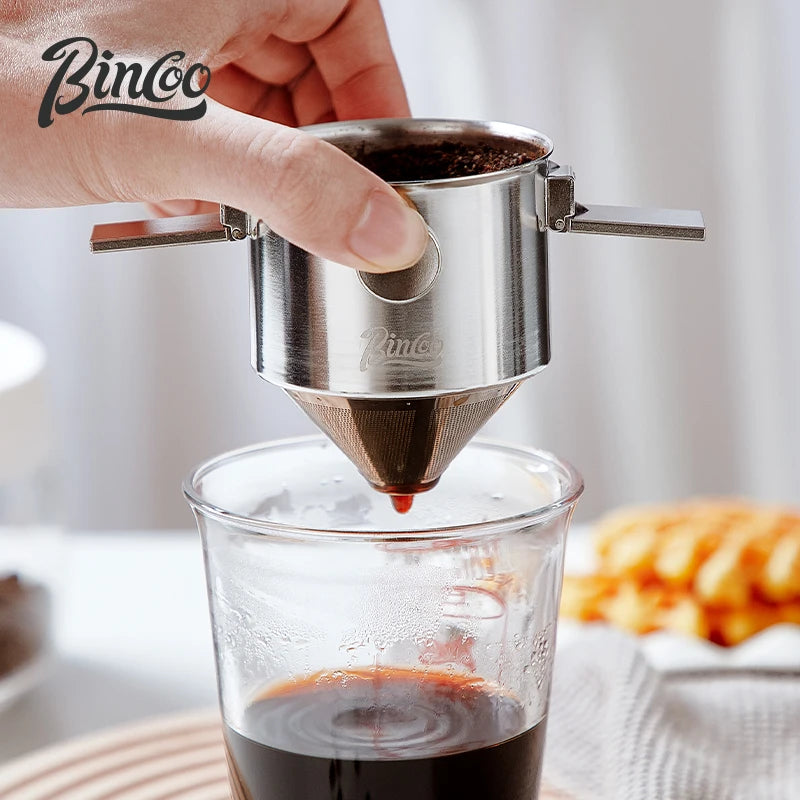 Bincoo Foldable Pour-Over Coffee Filter – Reusable Steel Pour-Over Coffee Filter Qst