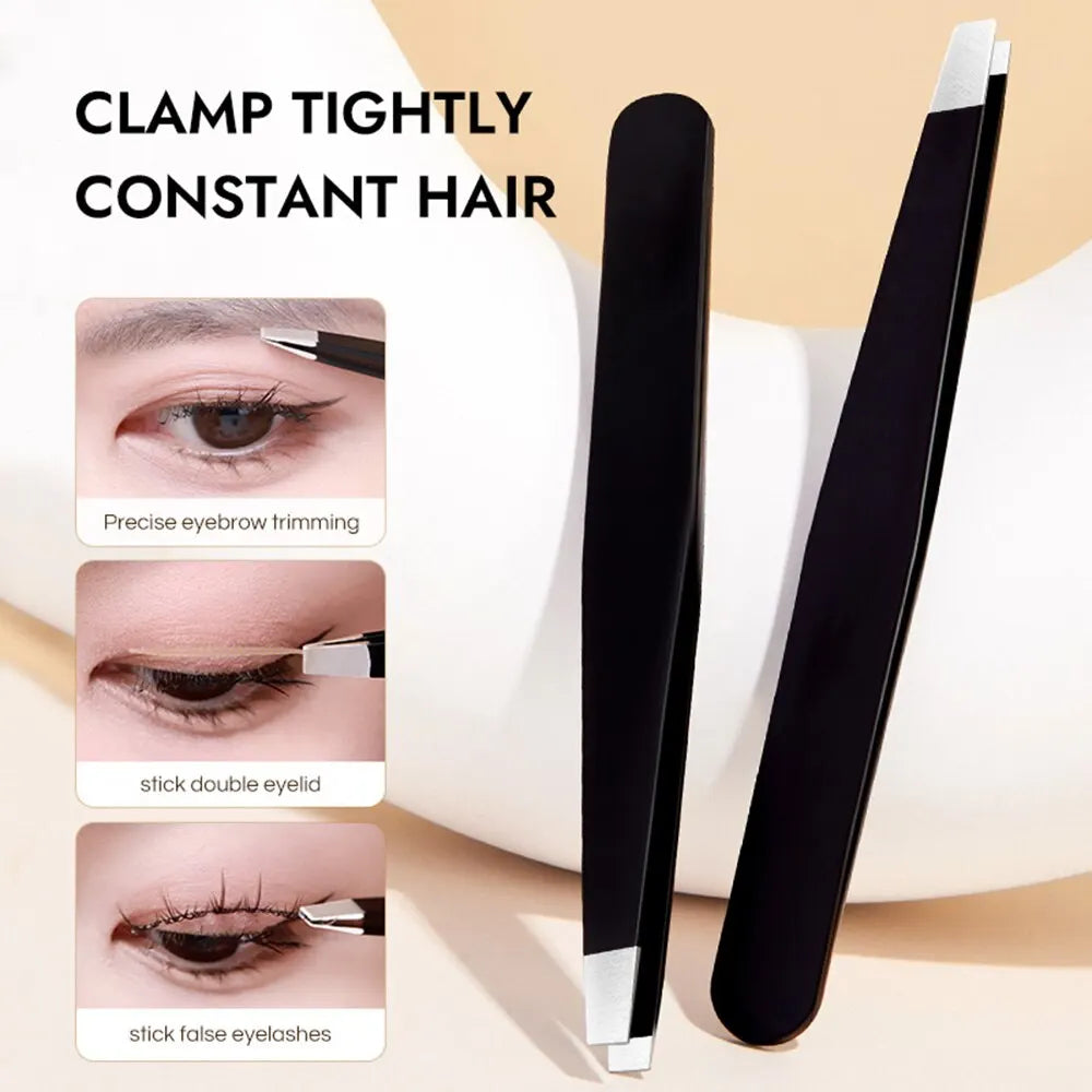 GECOMO Stainless Steel Eyebrow Tweezer – Slant & Flat Tip Eyebrow Tweezer Qme
