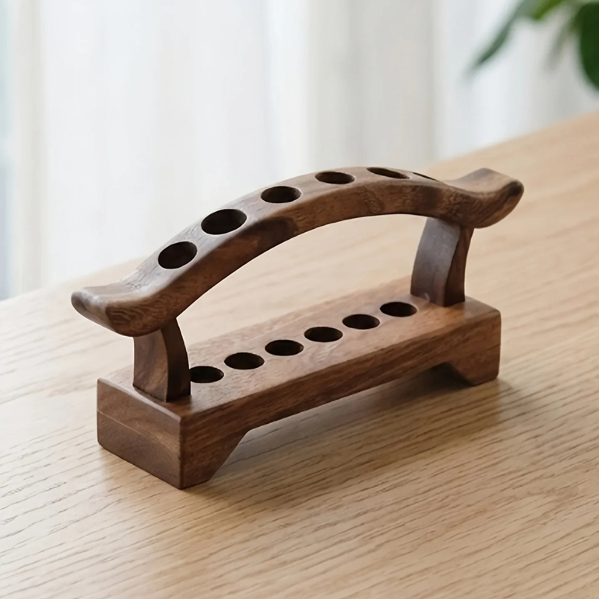 Walnut Wood 6-Slot Pen & Pencil Holder Desk Organizer | Qme Wood Desk Organizer Qme