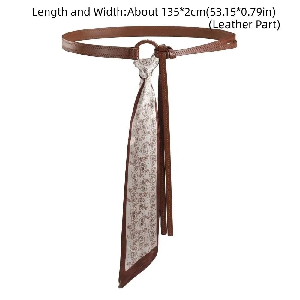 Ethnic Cashew Print Adjustable PU Retro Jacquard Waist Belt Printed Waist Belt Qme