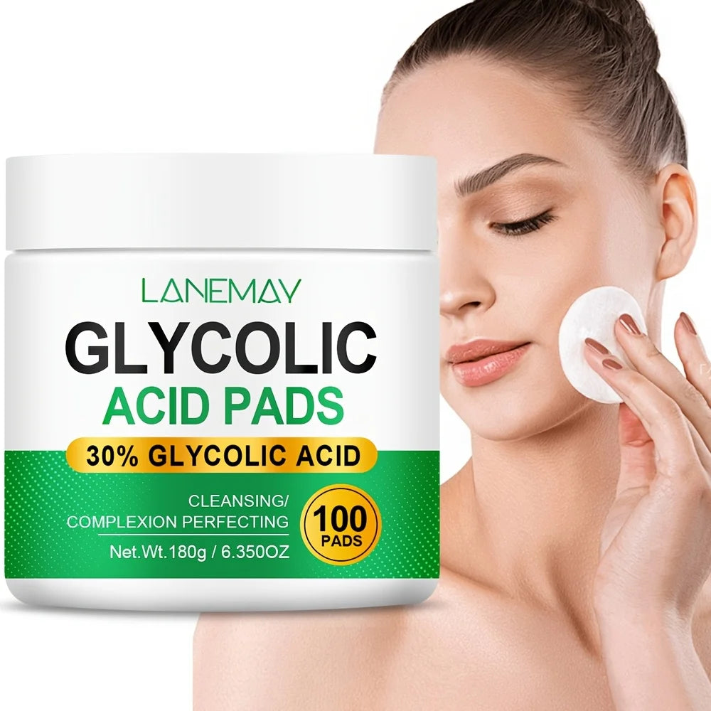 100-Count Glycolic Acid Brightening Face Pads – Niacinamide & Vitamins Facial Exfoliating Pads Qst 180g