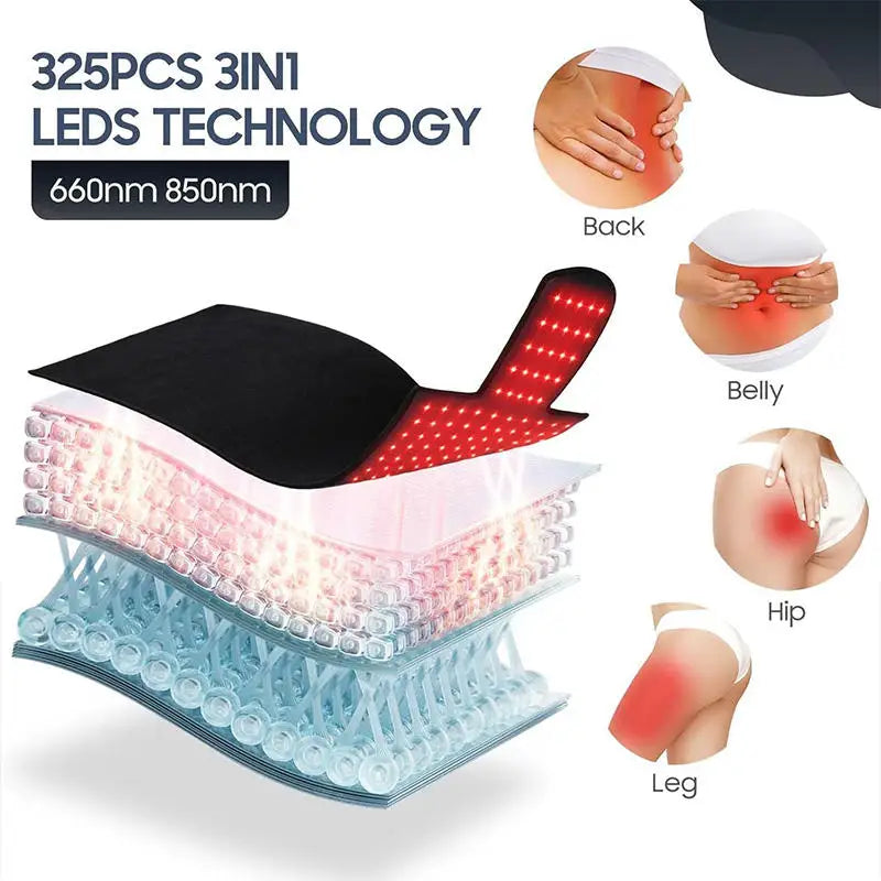 Red Light Therapy Mat 325 LEDs 660nm 850nm Near Infrared Wrap Belt Red Light Therapy Mat Qst