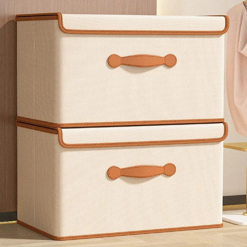 Foldable Storage Basket Box with Lid – Clothes & Blankets Fabric Storage Box Qme