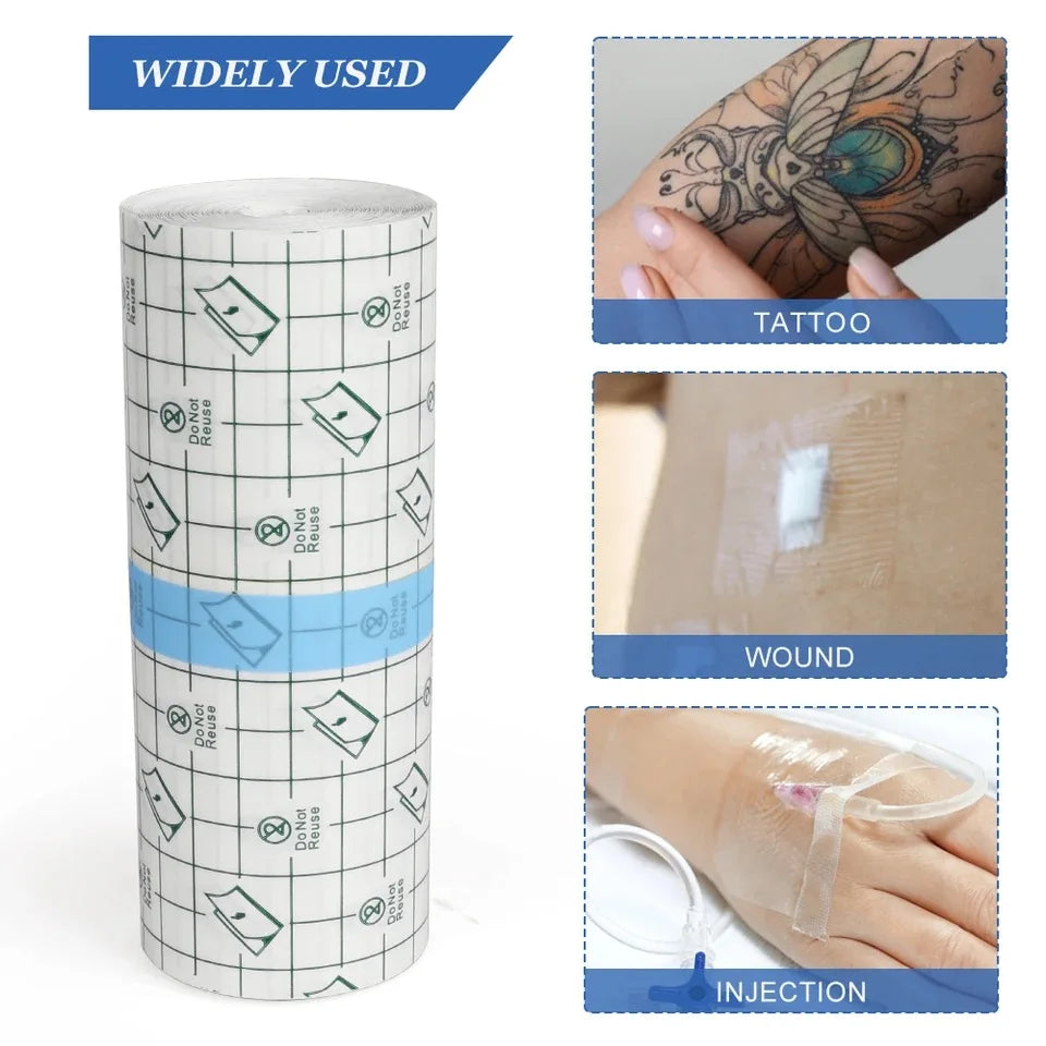 5M Waterproof PU Bandage Roll – Transparent & Stretchable Adhesive Bandage Roll Qme