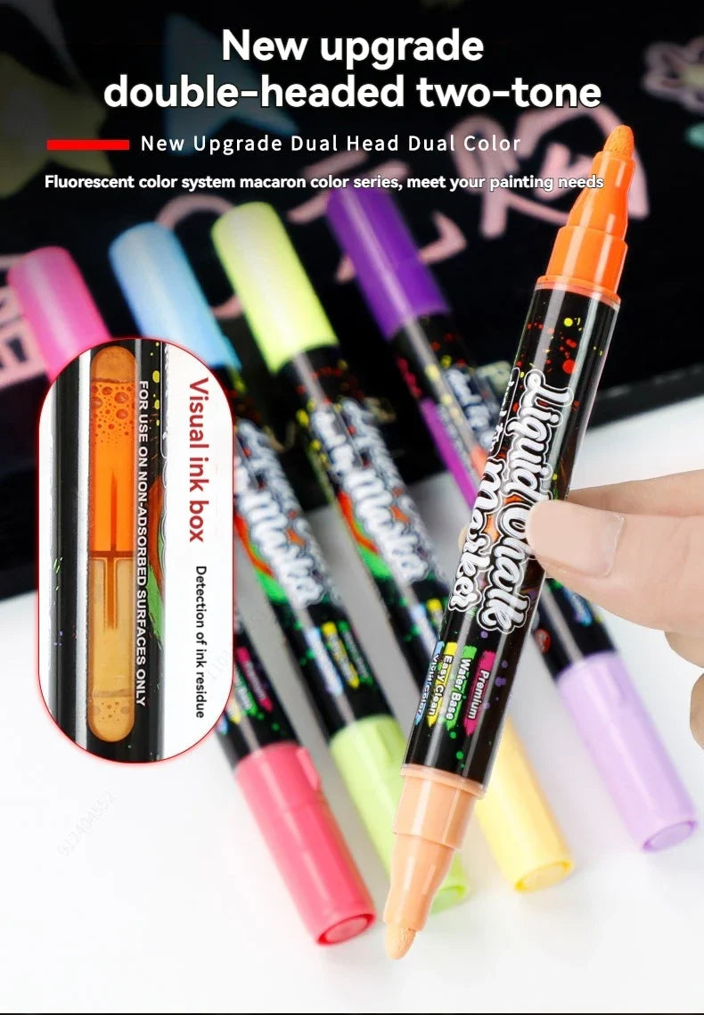 Erasable Liquid Chalk Markers – Reversible Tips for Glass & Chalkboard Liquid Chalk Markers Qme