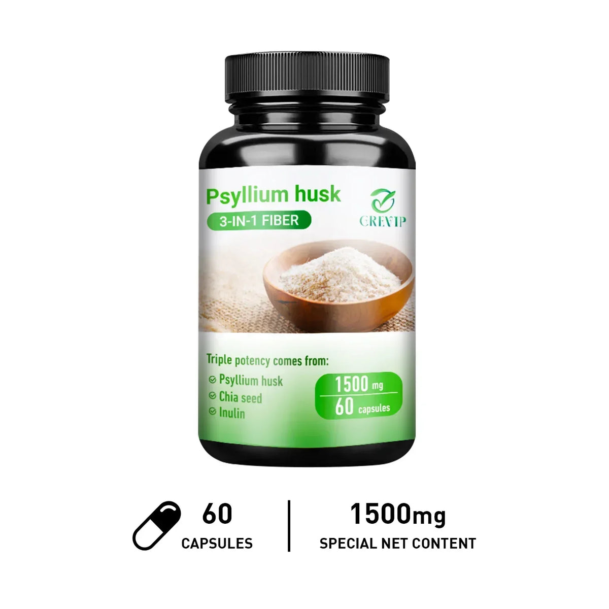 Psyllium Husk Fiber Capsules – Natural Soluble Fiber Supplement Fiber Supplement Qst 60 Capsules