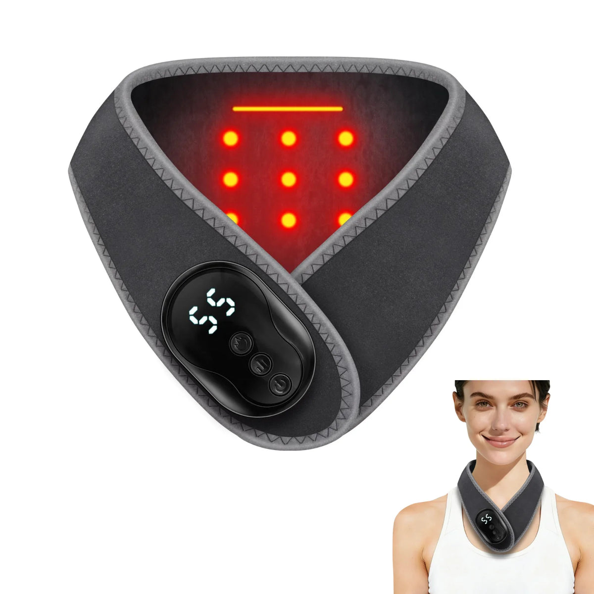 VIMYSHOW 6-in-1 Cordless Neck Massager Wrap | 3-Level Vibration Neck Massager Wrap Qst